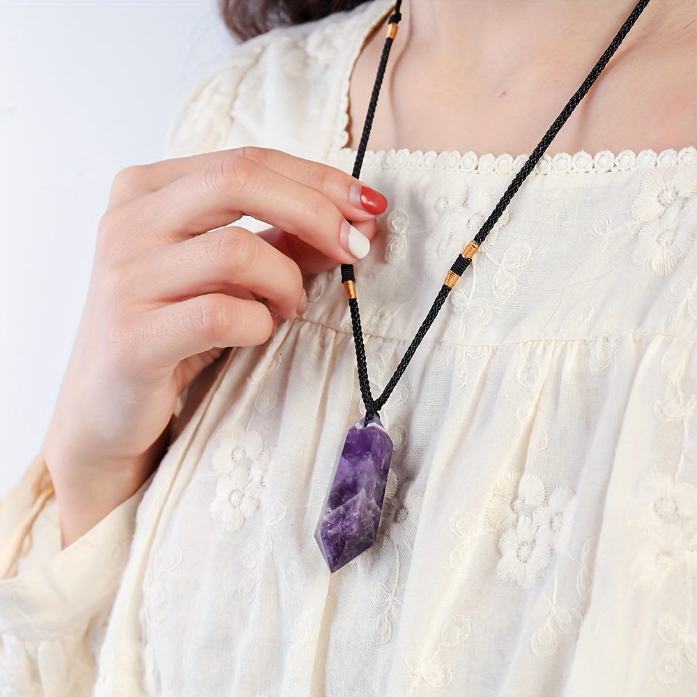 Amethyst Geometric Crystal Necklace for Men And Women